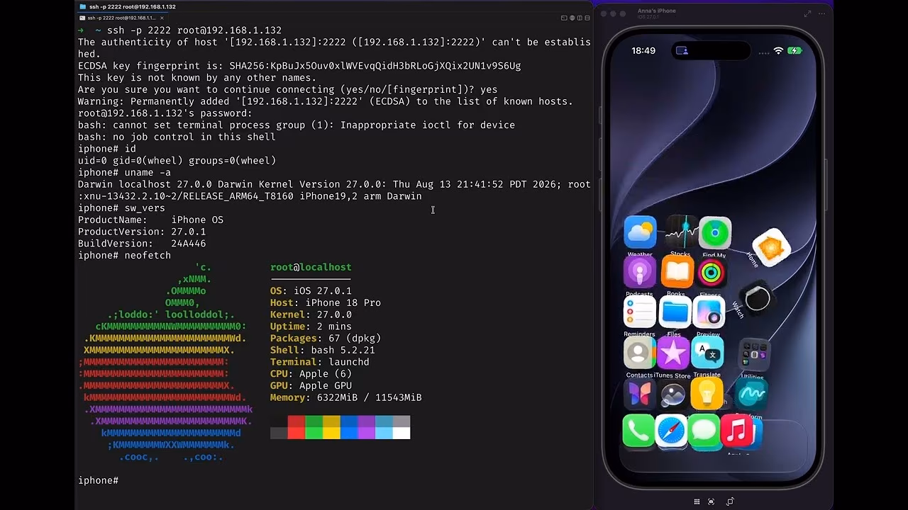 Jailbreak iOS 27.0.1 na iPhonie 18 Pro